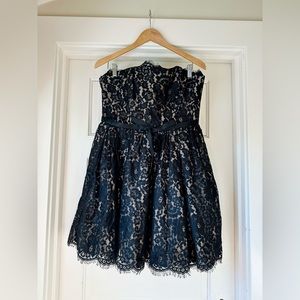 NWT Nieman Marcus Strapless Black Lace Cocktail Dress Sz 14